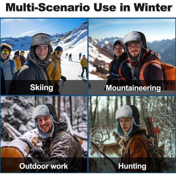 Heated Trapper Hat Faux Fur Rechargeable Battery for Unisex - Picture 8 of 8